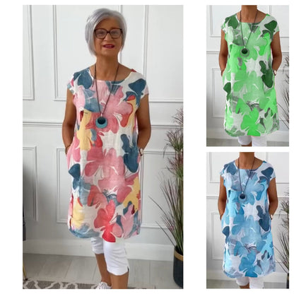 💖Fluture imprimat vrac genunchi lungime rochie