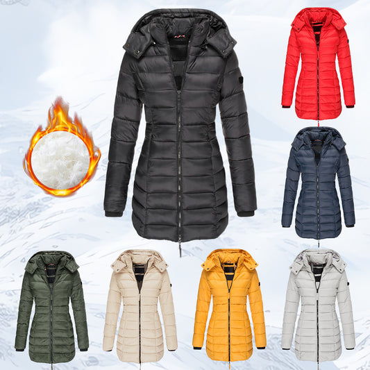 💖Femei de iarna bumbac jumătate Coat cald cu glugă Jacket🎁