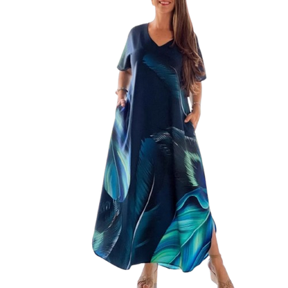 👗 Rochie cu mânecă scurtă imprimată
