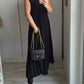 👗Rochie simplă fără mâneci, plisată, de culoare solidă