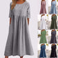 👗Rochie din bumbac cu decolteu rotund și buzunare