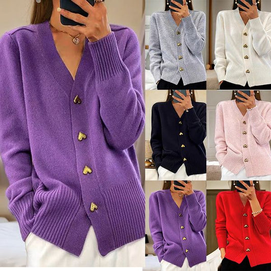Femeii Casual Iarna Plain Yarn Lână Yarn Buton Cardigan