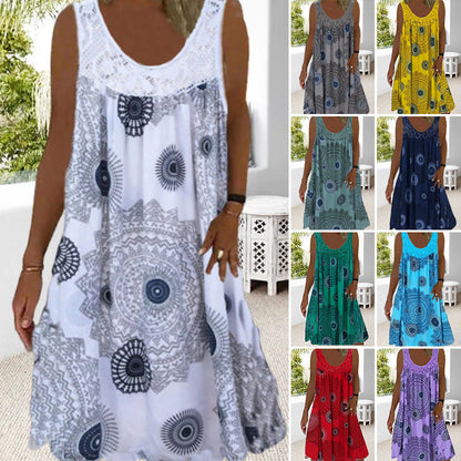 🌸Femei de vară fără mâneci rochie imprimată de vară