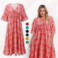 🌸 Rochie lungă casual cu imprimeu și decolteu ascuțit