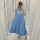 👗Rochie simplă fără mâneci, plisată, de culoare solidă