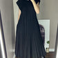 👗Rochie simplă fără mâneci, plisată, de culoare solidă