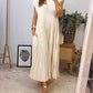 👗Rochie simplă fără mâneci, plisată, de culoare solidă