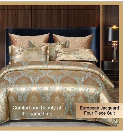 🔥Livrare gratuita 🌟- Luxury 4 Piece Satin Jacquard Bedroom Set