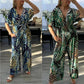 💃2025 Primăvară și vară nou imprimare dimensiune mare elastic talie jumpsuit
