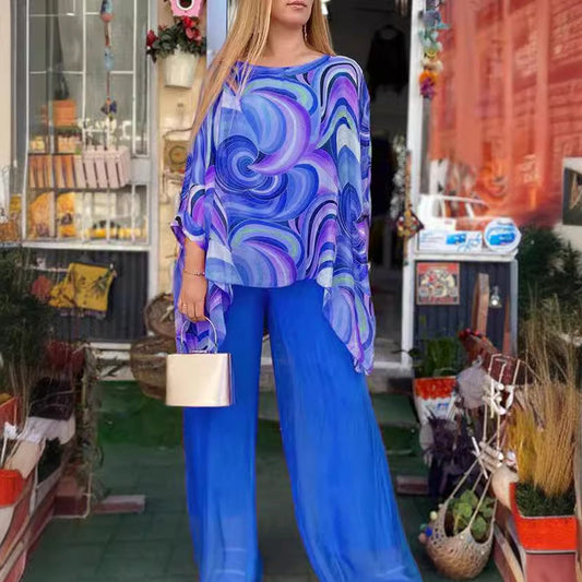 🎊Costum de vară colorat din sifon pentru femei