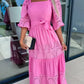 🎊2024 Nou 👗 Femei Trendy Splicing Tie Belt Square Neck Long Dresses
