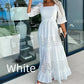 🎊2024 Nou 👗 Femei Trendy Splicing Tie Belt Square Neck Long Dresses