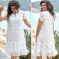 💃Rochie albă din flori cu decupaje elegante