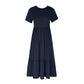 👗Rochie plisată pentru femei cu decolteu rotund, în culoare solidă