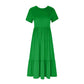 👗Rochie plisată pentru femei cu decolteu rotund, în culoare solidă