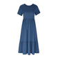 👗Rochie plisată pentru femei cu decolteu rotund, în culoare solidă