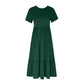 👗Rochie plisată pentru femei cu decolteu rotund, în culoare solidă