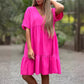 💃V-Neck Ruffle Hem Rochie de păpușă