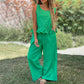 👗Set de două piese fără mâneci din bumbac și in de culoare solidă pentru femei