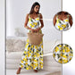 🍋Femei Elegant Lemon Print Spaghetti Strap Flowy rochie lungă