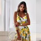 🍋Femei Elegant Lemon Print Spaghetti Strap Flowy rochie lungă