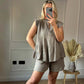 💗Set pantaloni scurți și top cu volane pentru femei