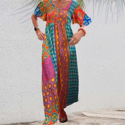 💗Rochie boemă patchwork pentru femei cu șapte pantaloni