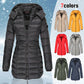 💖Femei de iarna bumbac jumătate Coat cald cu glugă Jacket🎁