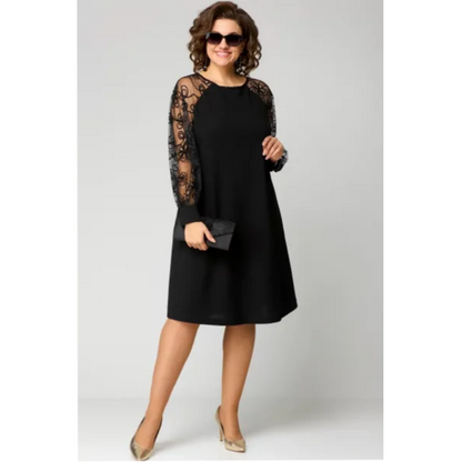 💖Rochie din dantelă cu mâneci lungi și decolteu rotund