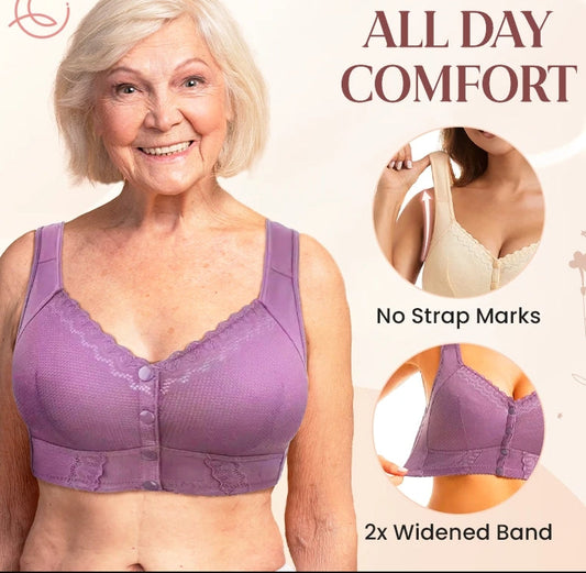 【1+1 ingyenes】👙Női lélegző plus size melltartó, elöl csipkés záródással💖