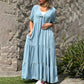 Denim Lace-Up Rochie lejeră cu decolteu în V