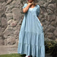 Denim Lace-Up Rochie lejeră cu decolteu în V