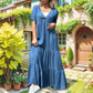 Denim Lace-Up Rochie lejeră cu decolteu în V