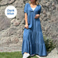 Denim Lace-Up Rochie lejeră cu decolteu în V