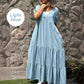 Denim Lace-Up Rochie lejeră cu decolteu în V