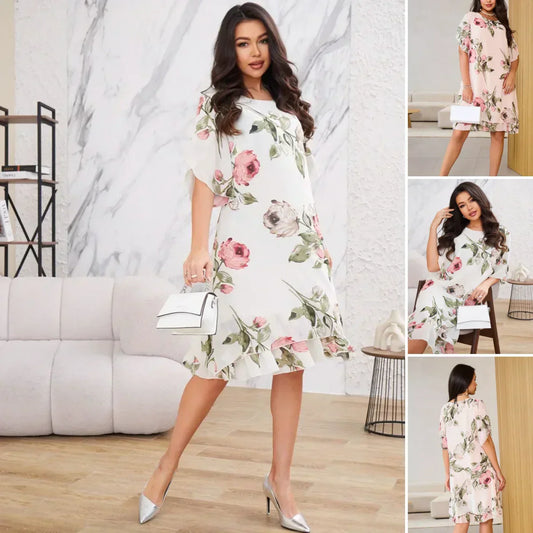 Rochie de primăvară și vară din șifon imprimat