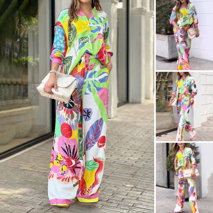 💖Set din două piese pentru femei cu imprimare vibrantă casual