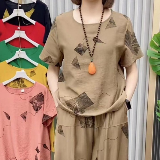 Set de bluză cu mânecă scurtă și pantaloni scurți pentru femei