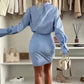 💖 Rochie cămașă dungată cu mânecă lungă