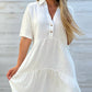 🔥Vânzare fierbinte💝 Rochie monocromă cu buton de confort cu rever