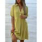 🔥Vânzare fierbinte💝 Rochie monocromă cu buton de confort cu rever