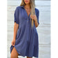 🔥Vânzare fierbinte💝 Rochie monocromă cu buton de confort cu rever