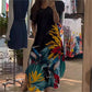 Rochie florală elegantă cu decolteu în V și buzunare