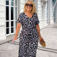 💃Rochie cu imprimare de leopard și gât în V