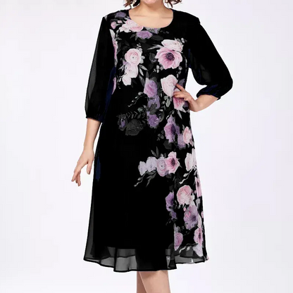 🌸Elegant florale imprimare rotund gât rochii de femei