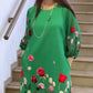 Rochie florală elegantă de damă cu decolteu rotund