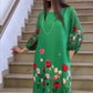 Rochie florală elegantă de damă cu decolteu rotund
