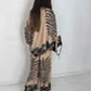 Femei stil etnic elegant imprimat Top Wide Leg pantaloni Set