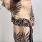 Femei stil etnic elegant imprimat Top Wide Leg pantaloni Set