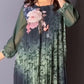 🌺 Femei florale imprimare rotund gât Mesh maneca rochie